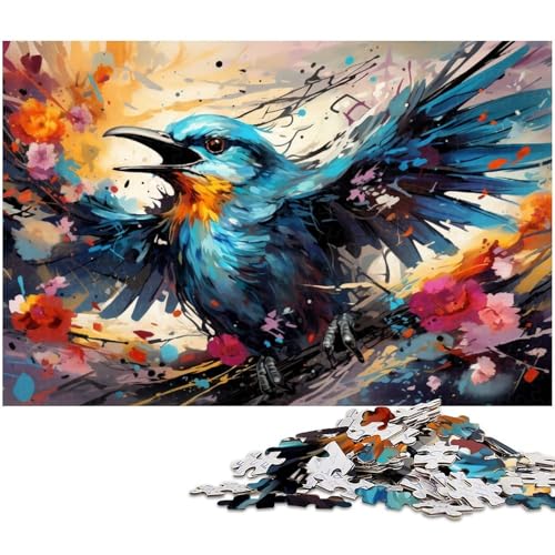 Puzzle für Erwachsene 1000 Teile farbenfrohes Blauvogel Kunstpuzzle für Erwachsene Holzspiele für die ganze Familie Weihnachts und Geburtstagsgeschenke 1000 Teile (75 x 50 cm) von zouxangzz