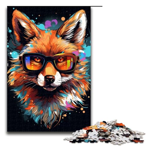 Puzzle für Erwachsene 1000 Teile farbenfrohes Fantasy Brillenfuchs Puzzle Lernspiele für Zuhause DIY Spielzeug tolles Geschenk für Spiele 75 x 50 cm von zouxangzz