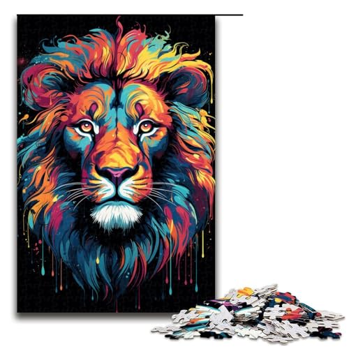 Puzzle für Erwachsene 1000 Teile farbenfrohes Fantasy Löwen Kunstmuster zum Zusammenbauen hilft dem Gehirn beim Trainieren süchtig machendes Spielzeug um Geduld zu fördern 75 x 50 cm von zouxangzz