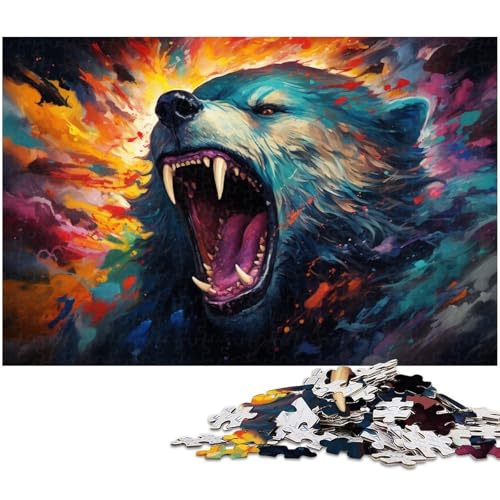 Puzzle für Erwachsene 1000 Teile farbenfrohes Fantasy Puzzle mit gewalttätigem Bären Holzpuzzle tolle Geschenke zu Weihnachten 1000 Teile (75 x 50 cm) von zouxangzz