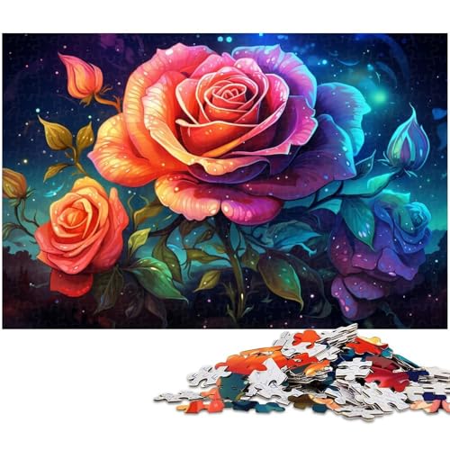 Puzzle für Erwachsene 1000 Teile farbenfrohes Fantasy Rosen Kunst Puzzle für Erwachsene Holzpuzzle lustiges Geschenk 1000 Teile (75 x 50 cm) von zouxangzz