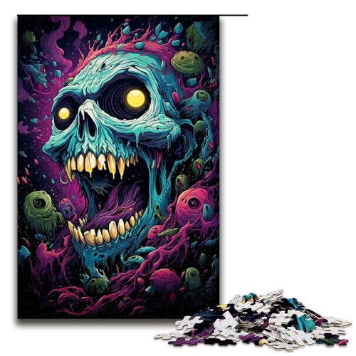 Puzzle für Erwachsene 1000 Teile farbenfrohes Fantasy Totenkopf Puzzle Spiele Spielzeug Geschenk geeignet für die Schreibtischdekoration 75 x 50 cm von zouxangzz