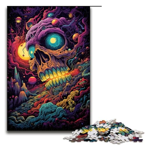 Puzzle für Erwachsene 1000 Teile farbenfrohes Fantasy Totenkopfmuster zum Zusammenbauen hilft dem Gehirn beim Trainieren süchtig machendes Spielzeug um Geduld zu fördern 75 x 50 cm von zouxangzz