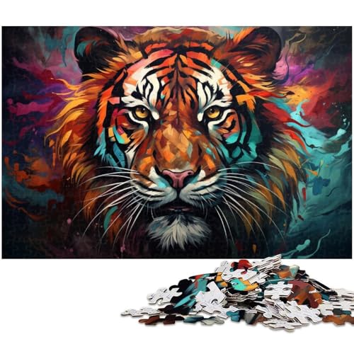 Puzzle für Erwachsene 1000 Teile farbenfrohes Feuertiger Puzzle aus Holz pädagogisches Spielzeug zum Stressabbau 1000 Teile (75 x 50 cm) von zouxangzz