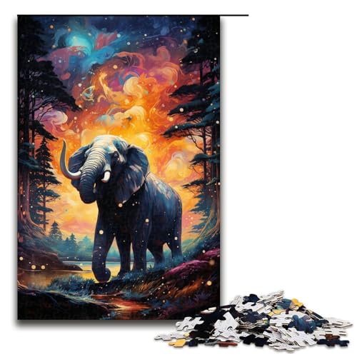 Puzzle für Erwachsene 1000 Teile farbenfrohes Gemälde Elefanten Puzzle Lernspiele für Zuhause DIY Spielzeug tolles Geschenk für Spiele 75 x 50 cm von zouxangzz