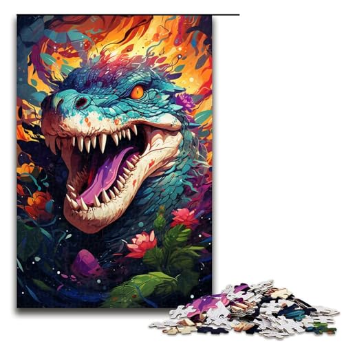 Puzzle für Erwachsene 1000 Teile farbenfrohes Gemälde Krokodil Puzzle Spiele Spielzeug Geschenk geeignet für die Schreibtischdekoration 75 x 50 cm von zouxangzz