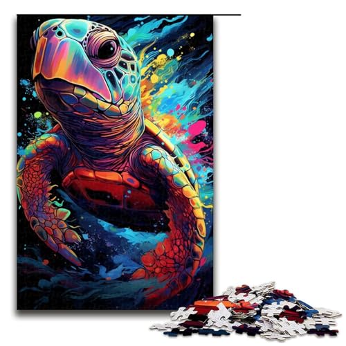 Puzzle für Erwachsene 1000 Teile farbenfrohes Gemälde Schildkröten Puzzle Spiele Spielzeug Geschenk geeignet für die Schreibtischdekoration 75 x 50 cm von zouxangzz