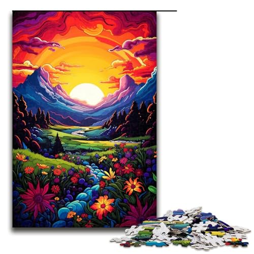 Puzzle für Erwachsene 1000 Teile farbenfrohes Gemälde Sonnenuntergangslandschaft Heimdekoration Puzzlespielzeug Geschenk für die ganze Familie 75 x 50 cm von zouxangzz