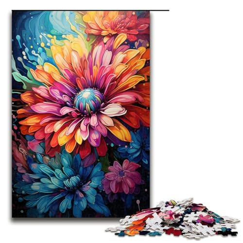 Puzzle für Erwachsene 1000 Teile farbenfrohes Gemälde mit wunderschönen Gänseblümchen Holzpuzzle 75 x 50 cm von zouxangzz