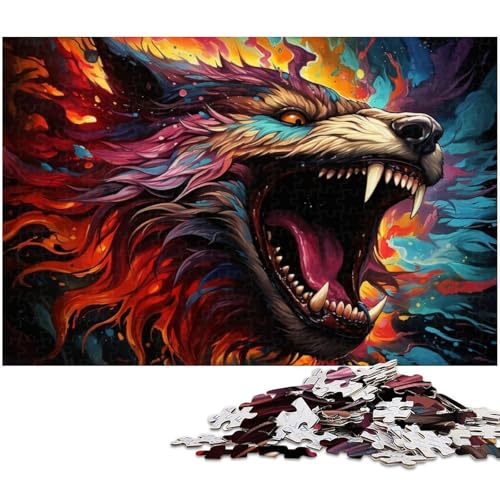 Puzzle für Erwachsene 1000 Teile farbenfrohes Höllenwolf Puzzle für Erwachsene Papierpuzzle Heimdekoration 1000 Teile (38 x 26 cm) von zouxangzz