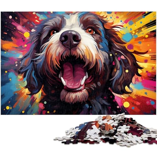 Puzzle für Erwachsene 1000 Teile farbenfrohes Kunstgemälde mit Hund Heimdekoration Puzzle 1000 Teile (75 x 50 cm) von zouxangzz