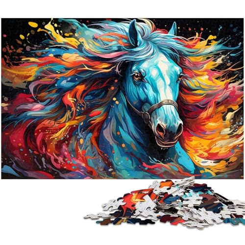 Puzzle für Erwachsene 1000 Teile farbenfrohes Kunstpferd Heimdekoration Puzzle 1000 Teile (75 x 50 cm) von zouxangzz
