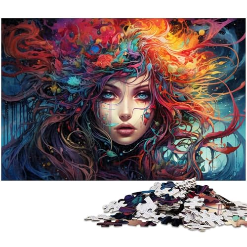 Puzzle für Erwachsene 1000 Teile farbenfrohes Mädchengemälde EIN Kunstwerk für Teenager ab 14 Jahren 1000 Teile (75 x 50 cm) von zouxangzz