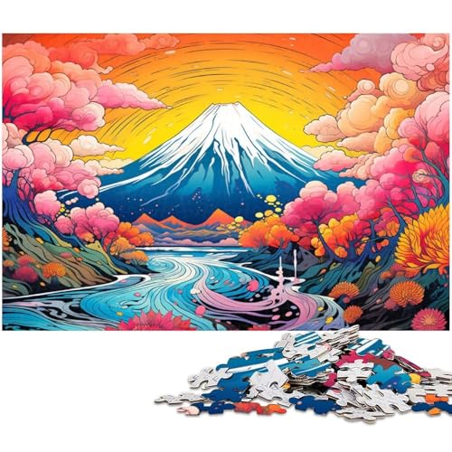 Puzzle für Erwachsene 1000 Teile farbenfrohes Mount Fuji Puzzle für Holzpuzzles pädagogisches Spielzeug zum Stressabbau 1000 Teile (75 x 50 cm) von zouxangzz