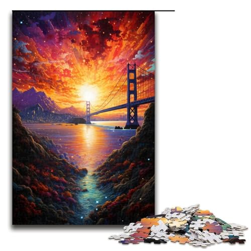 Puzzle für Erwachsene 1000 Teile farbenfrohes Ozeanbrücken Gemälde Puzzle Lernspiele für Zuhause DIY Spielzeug tolles Geschenk für Spiele 75 x 50 cm von zouxangzz