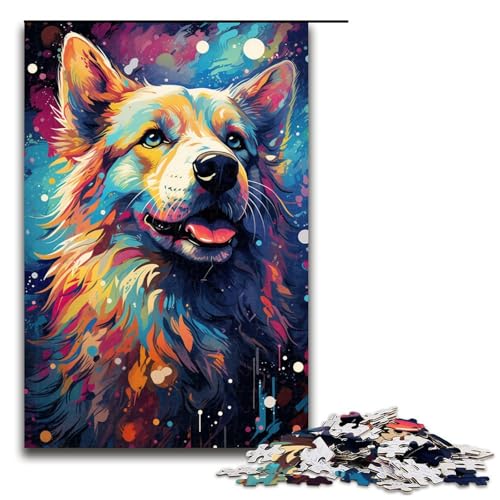 Puzzle für Erwachsene 1000 Teile farbenfrohes Psychedelisches von Galaxy Collie Puzzle Lernspiele für Zuhause DIY Spielzeug tolles Geschenk für Spiele 75 x 50 cm von zouxangzz