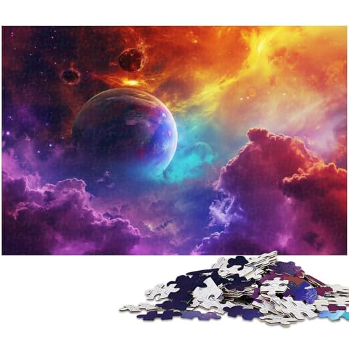 Puzzle für Erwachsene 1000 Teile farbenfrohes Universum Planet anspruchsvolles Spiel Spielzeug Weihnachtspuzzle Geschenke (Größe 38 x 26 cm) von zouxangzz