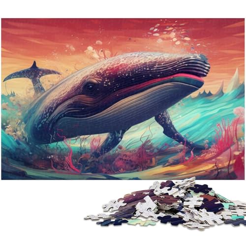Puzzle für Erwachsene 1000 Teile farbenfrohes Wal Puzzle mit Präzisionsschnitt ganze Familie (Größe 38 x 26 cm) von zouxangzz