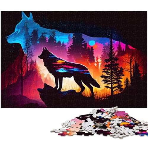 Puzzle für Erwachsene 1000 Teile farbenfrohes Wolf Präzisionspuzzle ganze Familie (Größe 38 x 26 cm) von zouxangzz