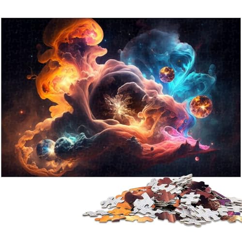 Puzzle für Erwachsene 1000 Teile farbenfrohes abstraktes Weltraum Puzzle für Erwachsene Holzspiele für die ganze Familie Weihnachts und Geburtstagsgeschenke (Größe 75 x 50 cm) von zouxangzz