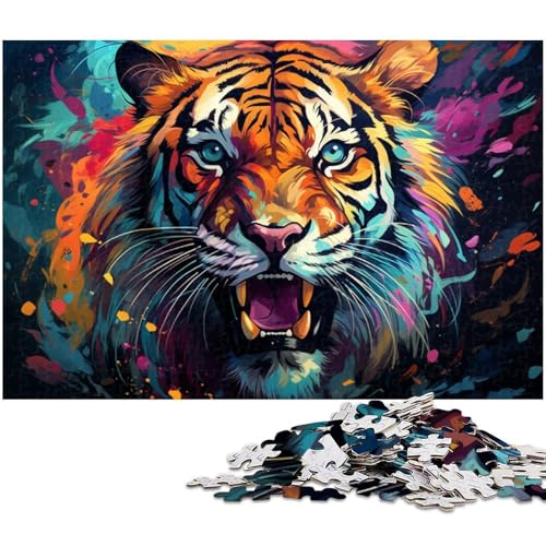 Puzzle für Erwachsene 1000 Teile farbenfrohes künstlerisches Tiger Puzzle EIN Kunstwerk für Teenager ab 14 Jahren 1000 Teile (75 x 50 cm) von zouxangzz