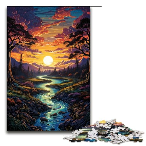 Puzzle für Erwachsene 1000 Teile farbenfrohes psychedelisches Abenddämmerungs und Sonnenuntergangspuzzle Geburtstagsgeschenk Geschenke für Teenager ab 14 Jahren 75 x 50 cm von zouxangzz