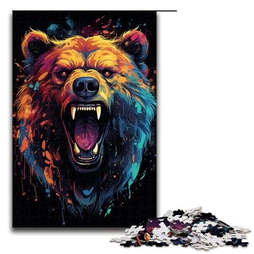 Puzzle für Erwachsene 1000 Teile farbenfrohes psychedelisches Bären Puzzle Lernspiele für Zuhause DIY Spielzeug tolles Geschenk für Spiele 75 x 50 cm von zouxangzz