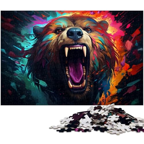 Puzzle für Erwachsene 1000 Teile farbenfrohes psychedelisches Bären Puzzle mit Präzisionsschnitt ganze Familie 1000 Teile (75 x 50 cm) von zouxangzz