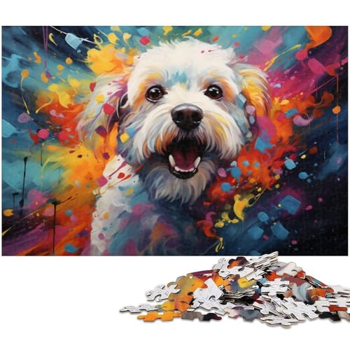 Puzzle für Erwachsene 1000 Teile farbenfrohes psychedelisches Bichon Frise Malpuzzle für Erwachsene Holzspiele für die ganze Familie Weihnachts und Geburtstagsgeschenke 1000 Teile (75 x 50 cm) von zouxangzz