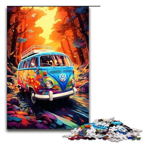 Puzzle für Erwachsene 1000 Teile farbenfrohes psychedelisches Bus Puzzle Lernspiele für Zuhause DIY Spielzeug tolles Geschenk für Spiele 75 x 50 cm von zouxangzz