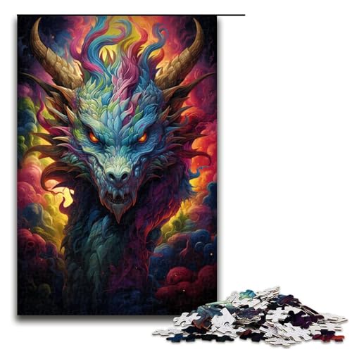 Puzzle für Erwachsene 1000 Teile farbenfrohes psychedelisches Drachenmonster Puzzle Lernspiele für Zuhause DIY Spielzeug tolles Geschenk für Spiele 75 x 50 cm von zouxangzz