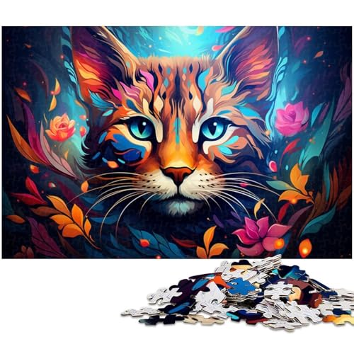 Puzzle für Erwachsene 1000 Teile farbenfrohes psychedelisches Dschungel Luchs Puzzle für Erwachsene Holzpuzzle lustiges Geschenk 1000 Teile (75 x 50 cm) von zouxangzz