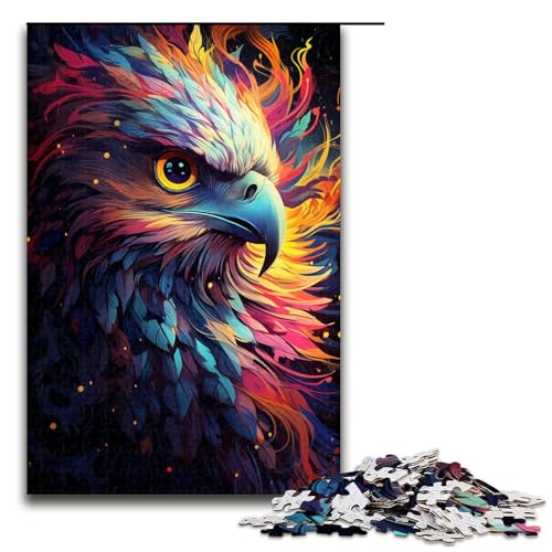 Puzzle für Erwachsene 1000 Teile farbenfrohes psychedelisches Elementarvogelmuster zum Zusammenbauen hilft dem Gehirn süchtig machendes Spielzeug zur Förderung der Geduld 75 x 50 cm von zouxangzz