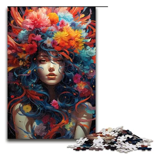 Puzzle für Erwachsene 1000 Teile farbenfrohes psychedelisches Fantasie Mädchen Heimdekoration Puzzle Spielzeug Geschenk für die ganze Familie 75 x 50 cm von zouxangzz