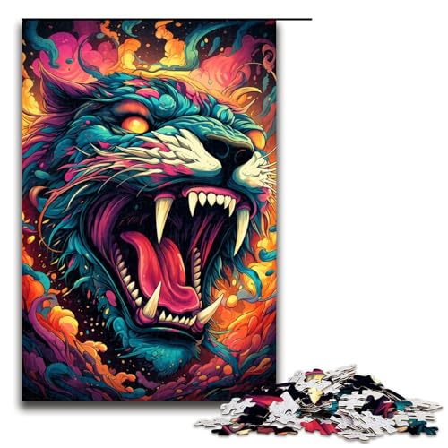 Puzzle für Erwachsene 1000 Teile farbenfrohes psychedelisches Feuerraubtier Familien Holzpuzzle Lernspiel Herausforderungsspielzeug 75 x 50 cm Puzzle für Erwachsene 1000 Teile farbenfrohes psychedelisches Feuerraubtier Familien Holzpuzzle Lernspiel Herausforderungsspielzeug 75 x 50 cm von zouxangzz
