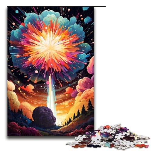 Puzzle für Erwachsene 1000 Teile farbenfrohes psychedelisches Feuerwerk Puzzlespiele Spielzeug Geschenk geeignet als Schreibtischdekoration 75 x 50 cm von zouxangzz