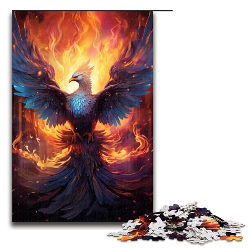 Puzzle für Erwachsene 1000 Teile farbenfrohes psychedelisches Flammen Phönix Holzpuzzle 75 x 50 cm von zouxangzz