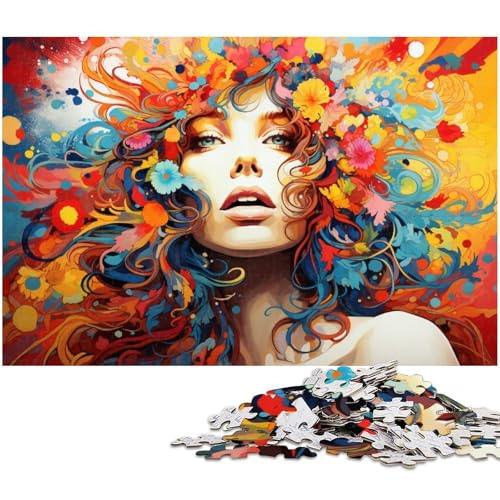 Puzzle für Erwachsene 1000 Teile farbenfrohes psychedelisches Frauenpuzzle für Erwachsene Holzspiele für die ganze Familie Weihnachts und Geburtstagsgeschenke 1000 Teile (75 x 50 cm) von zouxangzz
