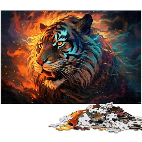 Puzzle für Erwachsene 1000 Teile farbenfrohes psychedelisches Gemälde eines sibirischen Tigers Puzzle für Erwachsene Holzspiele für die ganze Familie Weihnachts und 1000 Teile (75x50cm) von zouxangzz