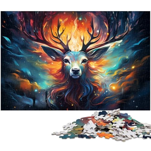 Puzzle für Erwachsene 1000 Teile farbenfrohes psychedelisches Hirsch Puzzle Heimdekoration 1000 Teile (75 x 50 cm) von zouxangzz