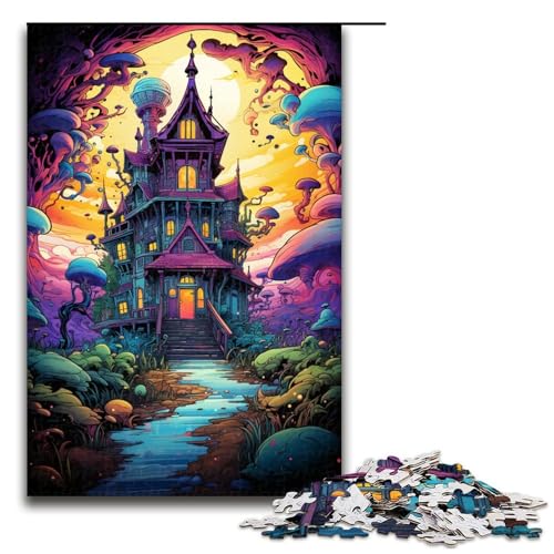 Puzzle für Erwachsene 1000 Teile farbenfrohes psychedelisches Hütten Puzzle Lernspiele für Zuhause DIY Spielzeug tolles Geschenk für Spiele 75 x 50 cm von zouxangzz