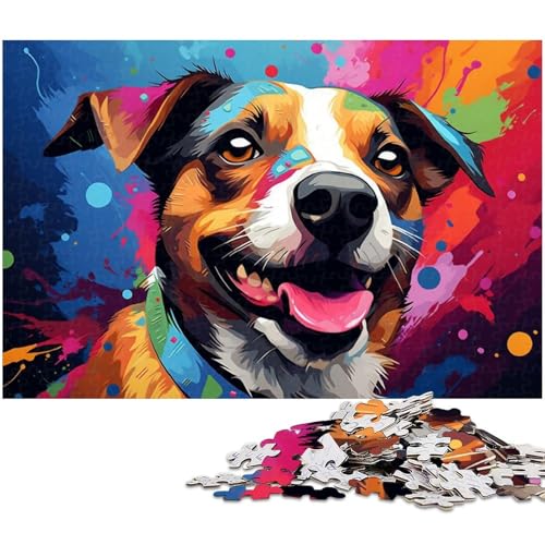 Puzzle für Erwachsene 1000 Teile farbenfrohes psychedelisches Jack Russell Terrier Puzzle für Erwachsene Papierspiele für die ganze Familie Weihnachts und Geburtstagsgeschenke 1000 Teile (38x26cm) von zouxangzz
