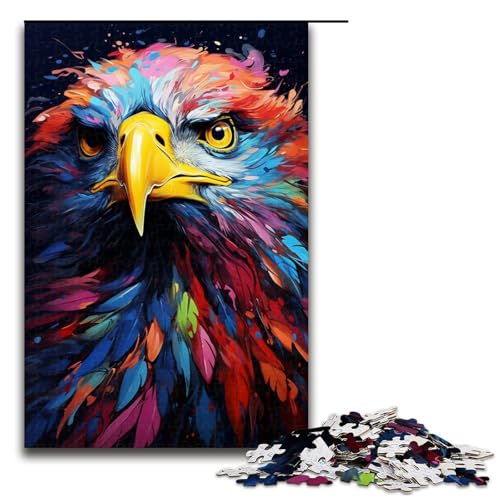 Puzzle für Erwachsene 1000 Teile farbenfrohes psychedelisches Kunstadler Puzzle Holzpuzzle Lernspiel Herausforderungsspielzeug 75 x 50 cm Puzzle für Erwachsene 1000 Teile farbenfrohes psychedelisches Kunstadler Puzzle Holzpuzzle Lernspiel Herausforderungsspielzeug 75 x 50 cm von zouxangzz