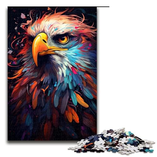 Puzzle für Erwachsene 1000 Teile farbenfrohes psychedelisches Kunstadler Puzzle Lernspiele für Zuhause DIY Spielzeug tolles Geschenk für Spiele 75 x 50 cm von zouxangzz