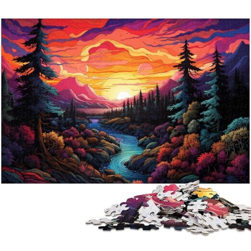 Puzzle für Erwachsene 1000 Teile farbenfrohes psychedelisches Kunstdschungel Holzpuzzle – Lernspielzeug für die ganze Familie 1000 Teile (75 x 50 cm) von zouxangzz