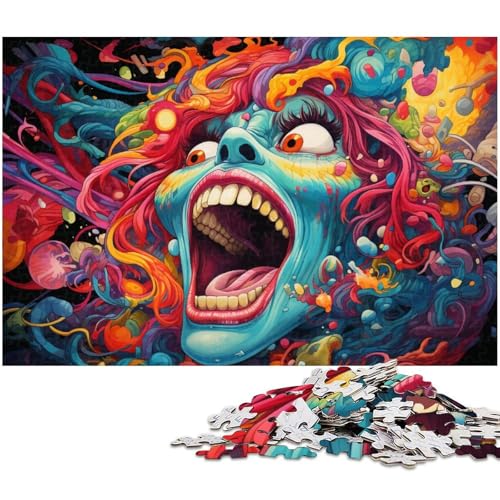 Puzzle für Erwachsene 1000 Teile farbenfrohes psychedelisches Monster Holzpuzzle lustiges Geschenk 1000 Teile (75 x 50 cm) von zouxangzz