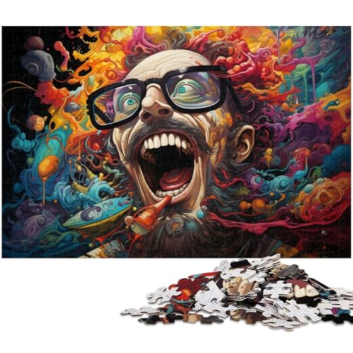 Puzzle für Erwachsene 1000 Teile farbenfrohes psychedelisches Puzzle mit altem Mann Holzpuzzle pädagogisches Spielzeug zum Stressabbau 1000 Teile (75 x 50 cm) von zouxangzz