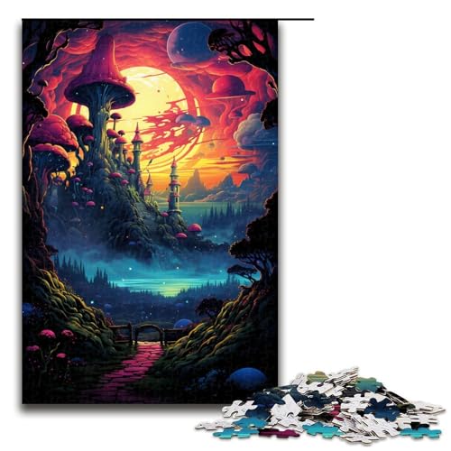 Puzzle für Erwachsene 1000 Teile farbenfrohes psychedelisches Schloss Puzzlespiel lustiges Spielzeug 75 x 50 cm von zouxangzz
