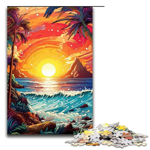 Puzzle für Erwachsene 1000 Teile farbenfrohes psychedelisches Strand Puzzle Spiele Spielzeug Geschenk geeignet für die Schreibtischdekoration 75 x 50 cm von zouxangzz