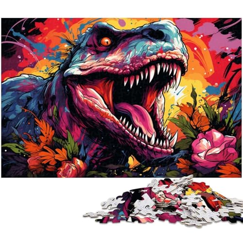 Puzzle für Erwachsene 1000 Teile farbenfrohes psychedelisches Tier Dinosaurier Puzzle für Erwachsene Holzpuzzle Heimdekoration 1000 Teile (75 x 50 cm) von zouxangzz